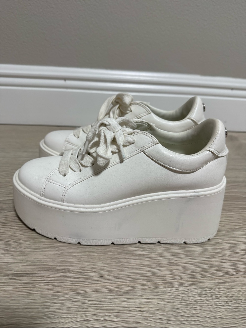 Steve Madden White Platform Lace-Up Sneakers